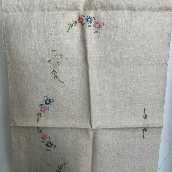 Vintage Prime Needleart Co Stamped Linen #1082 Floral Runner Unfinished Project - Picture 3 of 13